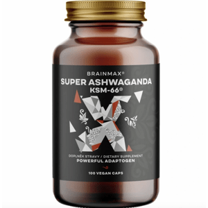BrainMax Super Ashwagandha extrakt KSM-66®, Ašvaganda extrakt, 100 rostlinných kapslí