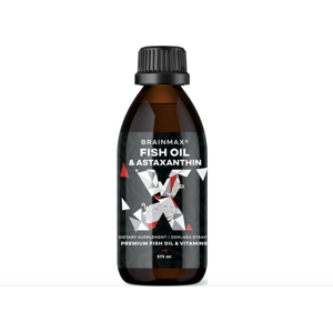 BrainMax Fish Oil & Astaxanthin, Super Omega 3, 3000 mg DHA a EPA, 275 ml