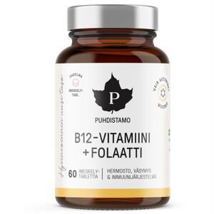 Puhdistamo EXP 8/2025 Vitamin B12 Folate 60 pastilek malina (Vitamín B12 s folátem Quatrefolic®)